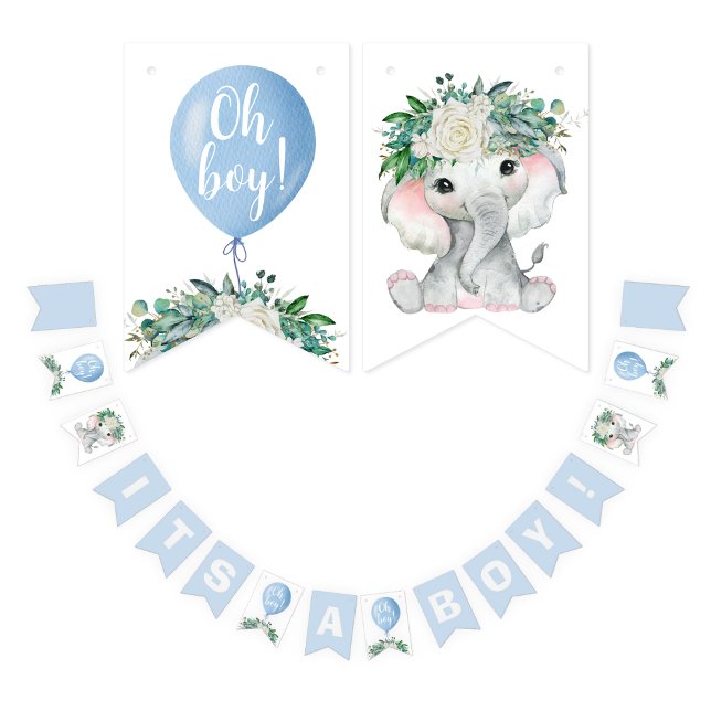 Elephant Blue Balloon Its A Boy Bunting Flags Wimpelkette (Von Creator hochgeladen)