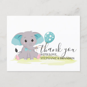 Elephant Blue Balloons Danke Karte