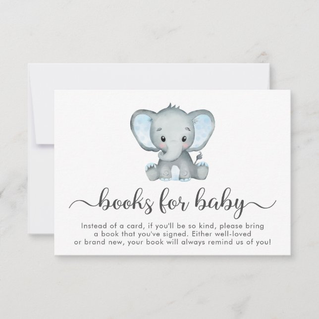 Elephant Blue Books for Baby Showcard Einladung (Vorderseite)