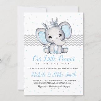 Elephant Blue Boy Baby Shower Einladung
