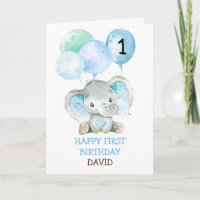 Elephant Blue Boy Fist Geburtstag Niedlich 1. Gebu