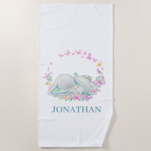 Elephant BLUE BUTTERFLY Strandtuch