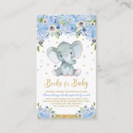 Elephant Blue Floral Baby Dusche bringen ein Buch Begleitkarte