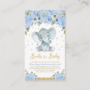 Elephant Blue Floral Baby Dusche bringen ein Buch Begleitkarte