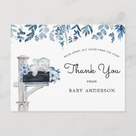 Elephant Blue Floral Baby Dusche by Mail Vielen Da Postkarte