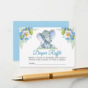 Elephant Blue Floral Baby Duwer Windelwanne Begleitkarte