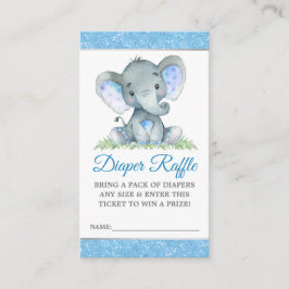 Elephant Blue Glitzer Diaper Raffle Baby Dusche Begleitkarte