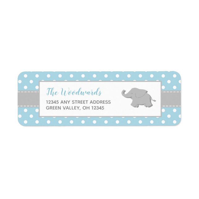 Elephant Blue Gray Polka Dot Boy Baby Dusche (Vorne)