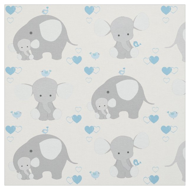 Elephant Blue Gray Safari Animals Kinderzimmer Bab Stoff (Muster)