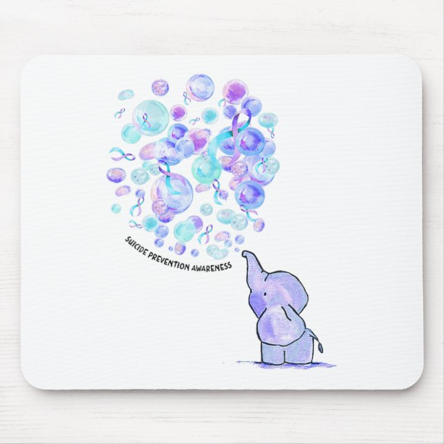 Elephant Blue Lila Balloons Suicide Prevention A Mousepad (Vorne)