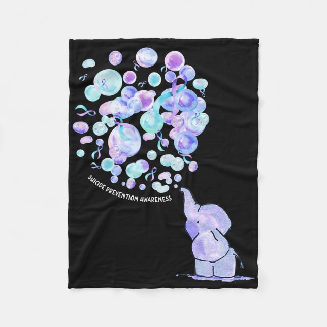 Elephant Blue Lila Lloons Suicide Prevention Awa Fleecedecke (Vorderseite)