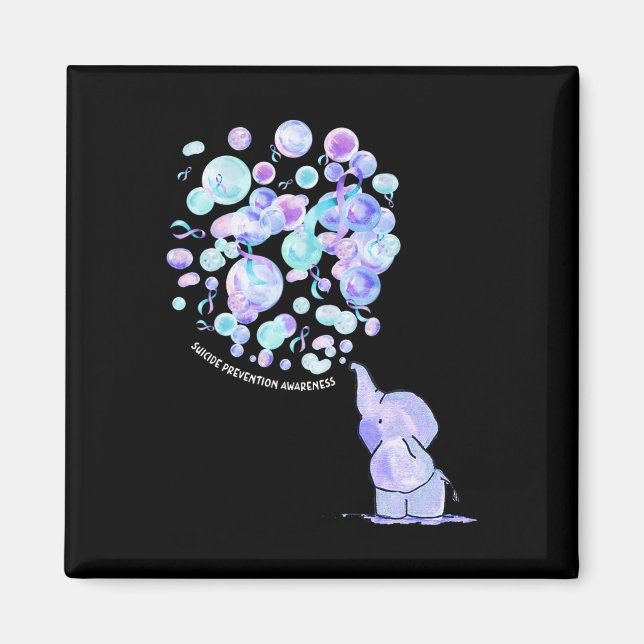 Elephant Blue Lila Lloons Suicide Prevention Awa Magnet (Vorne)