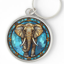 Elephant Blue Mosaic Stainglas