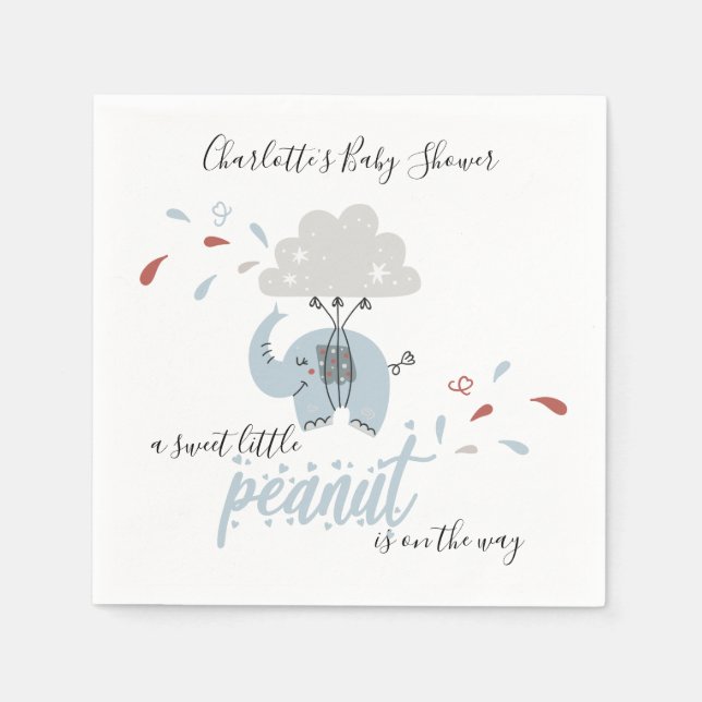 Elephant Blue Niedlich Boy's Baby Shower Napkins Serviette (Vorderseite)