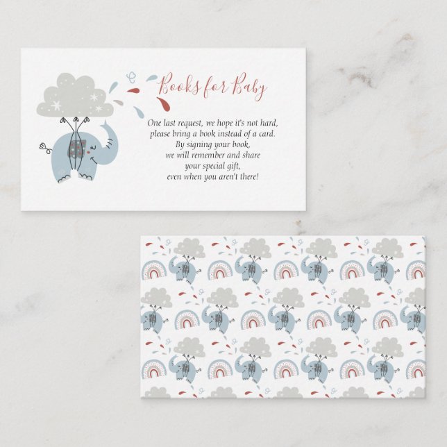 Elephant Blue Niedlich Boy's Books for Baby Begleitkarte (Vorne/Hinten)