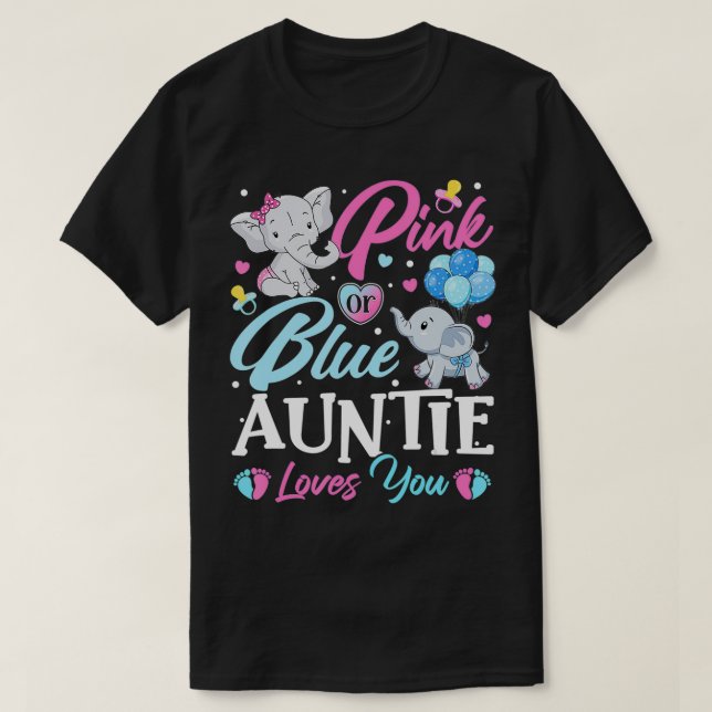 Elephant Blue Pink Auntie Loves You Pregnancy Reve T-Shirt (Design vorne)