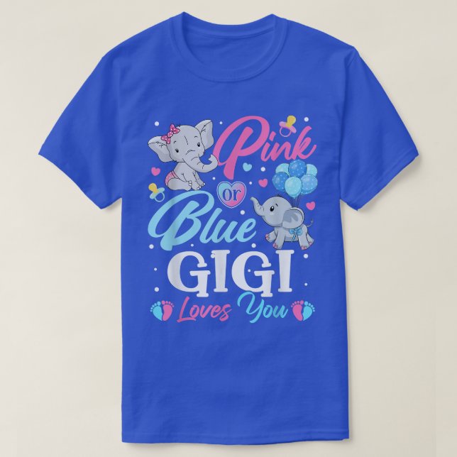 Elephant Blue Pink Gigi Lieben Sie Schwangerschaft T-Shirt (Design vorne)
