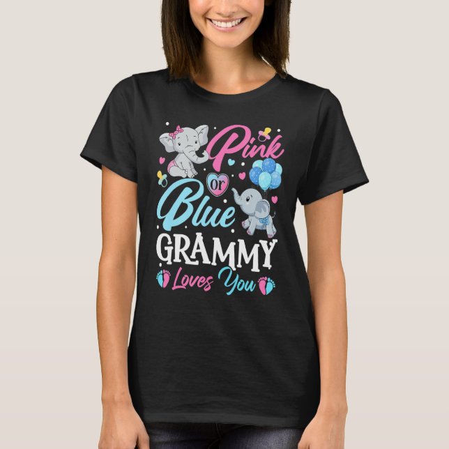 Elephant Blue Pink Grammy Lieben Sie Schwangerscha T-Shirt (Vorderseite)