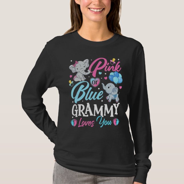 Elephant Blue Pink Grammy Lieben Sie Schwangerscha T-Shirt (Vorderseite)