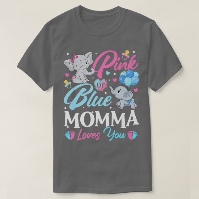 Elephant Blue Pink Momma Lieben Sie Schwangerschaf T-Shirt (Design vorne)