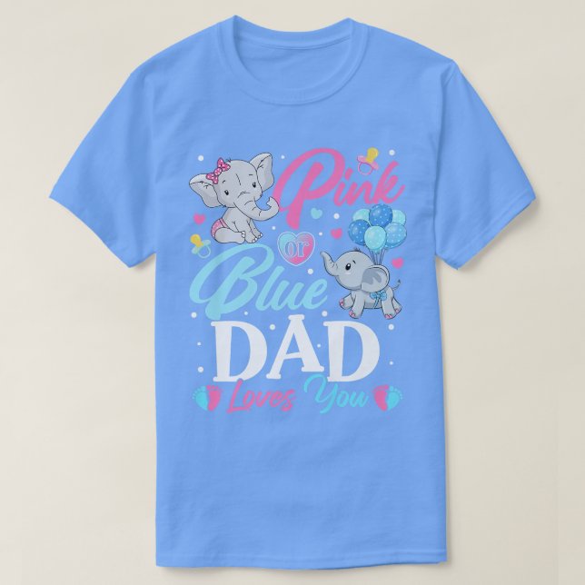 Elephant Blue Pink Vater Lieben Sie Schwangerschaf T-Shirt (Design vorne)