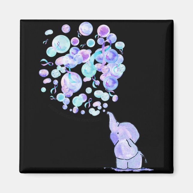 Elephant Blue Purple Balloons Suicide Prevention A Magnet (Vorne)