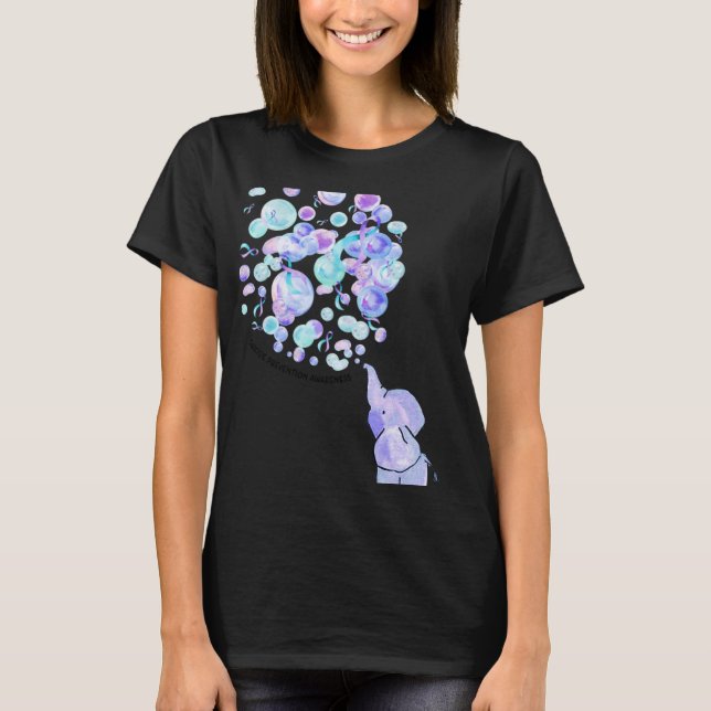 Elephant Blue Purple Balloons Suicide Prevention A T-Shirt (Vorderseite)
