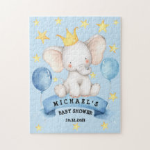 Elephant Blue Stars Ribbon Game Baby Dusche