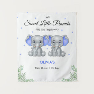 Elephant Blue Twin Boys Baby Duschvorhang Wandteppich