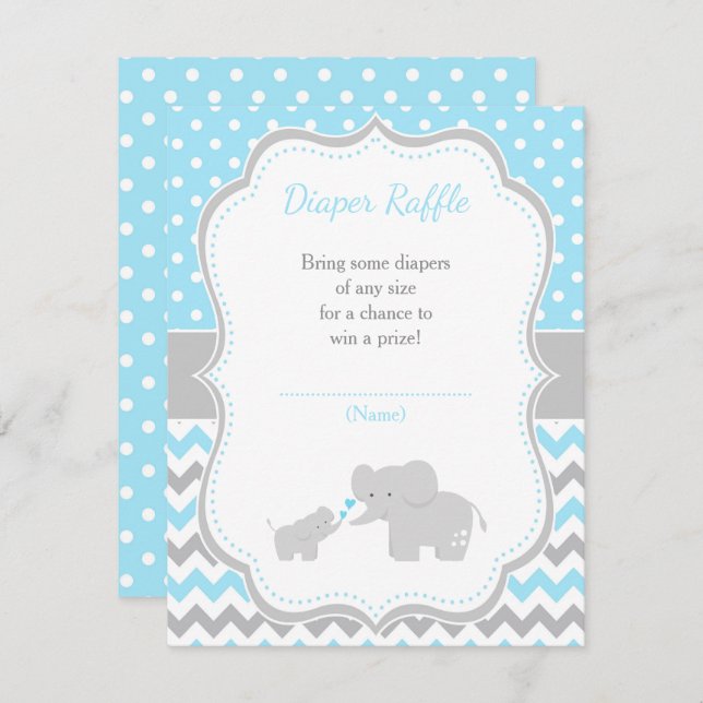 Elephant Blue und Gray Baby Dusche Begleitkarte (Vorne/Hinten)