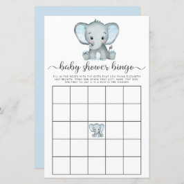 Elephant Blue Watercolor Baby Bingo Showspiel
