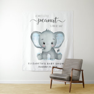 Elephant Blue Watercolor Baby Boy Dusche Hintergru Wandteppich