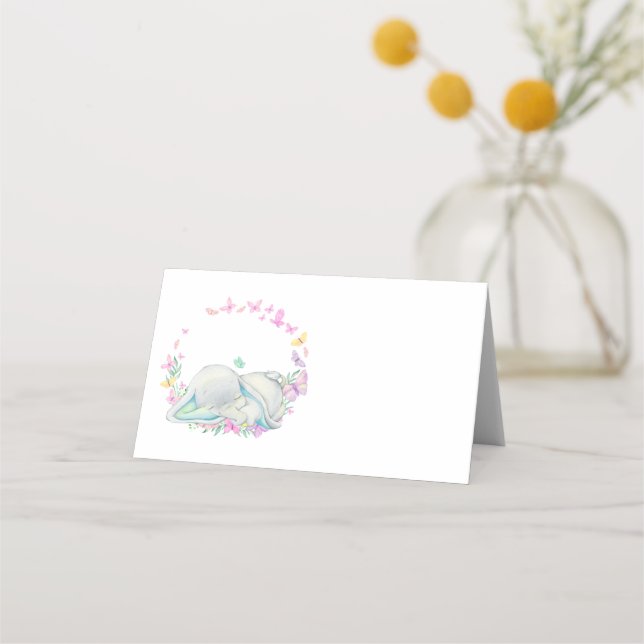 Elephant Blume Blau Platzkarte (Vorderseite)