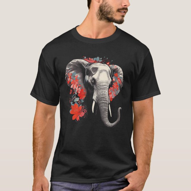 Elephant Blume Music Animal Elephant T-Shirt (Vorderseite)