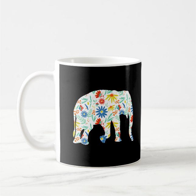 Elephant Blume Silhouette Niedlich Safari Kaffeetasse (Links)