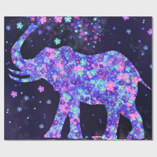 Elephant Blumen - Fügen Sie Ihr Bild / Text / Name Geschenkpapier