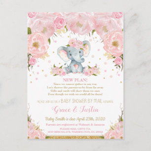 Elephant Blush Floral Baby Shower von Mail Girl Postkarte