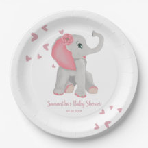 Elephant Blush Pink Watercolor Girl Babydusche P