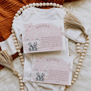 Elephant Boho Floral Pink Baby Showbook Begleitkarte