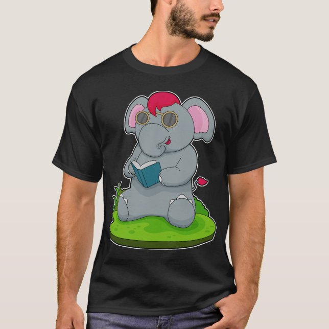Elephant Book Glasses T-Shirt (Vorderseite)