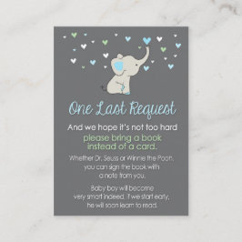 Elephant Book Request Card, Elephant Baby Dusche Begleitkarte