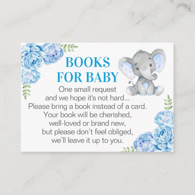 Elephant Books for Baby - Blue Book Request Card Begleitkarte (Vorderseite)
