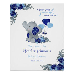 Elephant Boy Baby Shower Poster