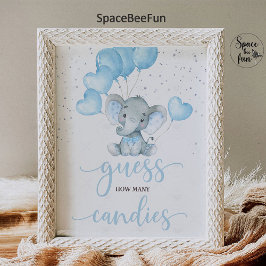 Elephant Boy Baby Shower Safari Elephant Poster