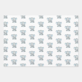 Elephant Boy Baby Shower Wrapping Paper Sheets Geschenkpapier Set