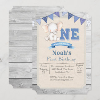 Elephant Boy Erster Geburtstag Einladung