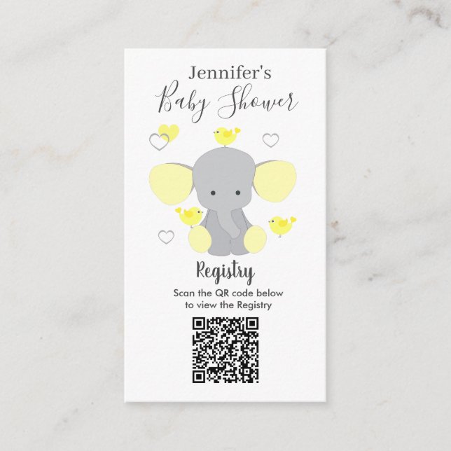Elephant Boy Girl Baby Shooting Registry QR Code Begleitkarte (Vorderseite)