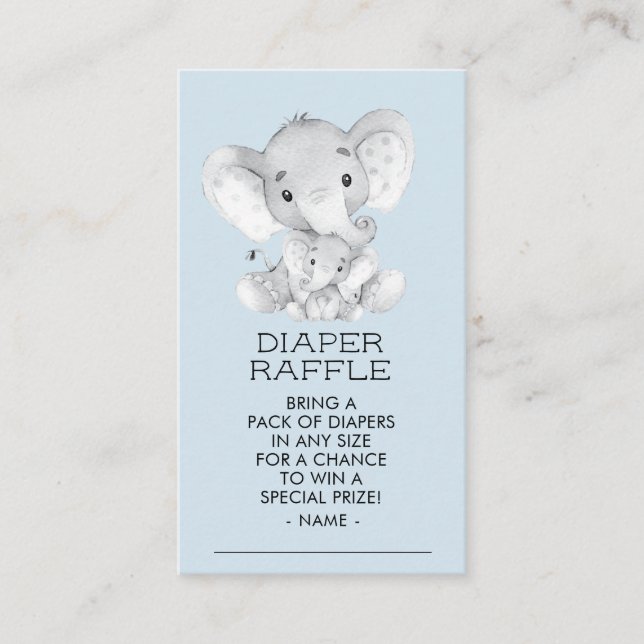 Elephant Boys Baby Showdiaper Raffle Ticket Begleitkarte (Vorderseite)