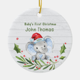 Elephant Boys Baby's First Christmas Personalisier Keramik Ornament