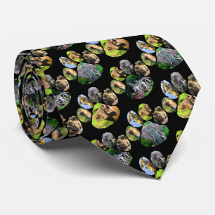 Elephant, Buffalo, Zebra Footprint Collage Neck Ti Krawatte